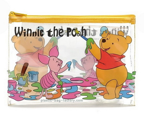 Winnie menanggung plastik tas kunci zip, anak lucu tas ziplock kecil 20x13cm