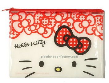 Hello kitty lucu merah plastik vinil tas kunci zip untuk anak perempuan mengumpulkan uang