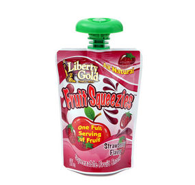Dilaminasi 250ml Top Liquid Spout Tas, Standing Trawberry Juice Pouch
