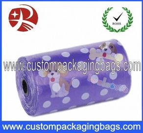 LDPE / EPI Biodegradable Kustom Purple Dog Poop Tas Dengan Gulung