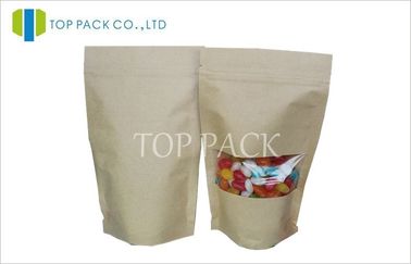 Ziplock Plain Stand Up Pouch Dengan Window, 1oz kopi Kraft Paper Bags