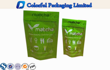 Warna Recycle CMYK / Pantone Ziplock Plastik Berdiri Pouch Untuk teh hijau