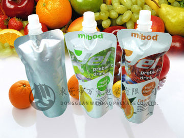 FDA Persetujuan Eco Berdiri Minuman Cair Kemasan Spout Pouch Bag / Reclosable topi