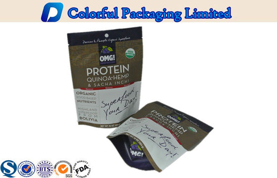 Aluminium Foil Resealable Matte Black Berdiri Pouch Untuk Protein Packing