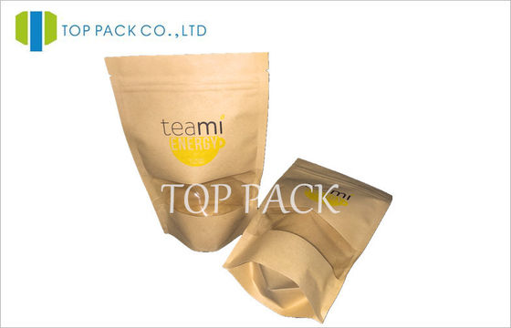 Ditutup kembali Kraft Jendela Teh Kemasan Tas Dengan Offset Colorful Print