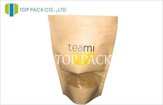 Ditutup kembali Kraft Jendela Teh Kemasan Tas Dengan Offset Colorful Print
