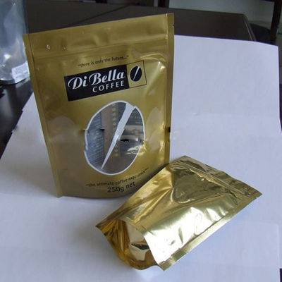 Coffe / Tea Moistureproof Stand Up Pouch Bag Plastik Emas Oval Jendela