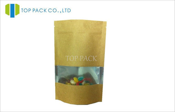 Food Grade Aluminium Foil Kraft Paper Stand Up Pouch Square Window