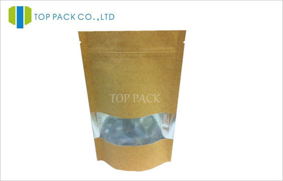 Food Grade Aluminium Foil Kraft Paper Stand Up Pouch Square Window