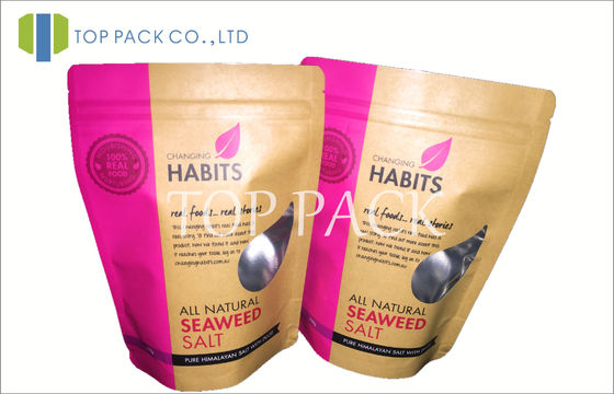 Jendela khusus Kraft Paper Spices Kemasan 500g Rumput Laut Salt Bags