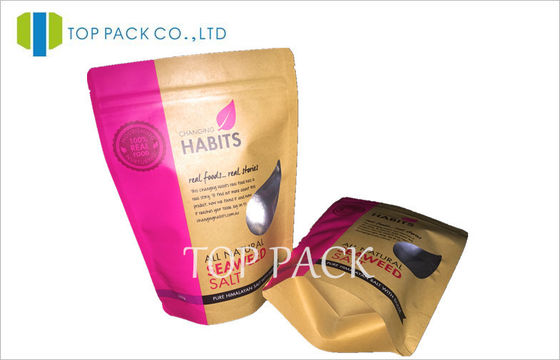 Jendela khusus Kraft Paper Spices Kemasan 500g Rumput Laut Salt Bags
