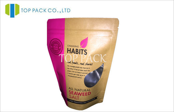 Jendela khusus Kraft Paper Spices Kemasan 500g Rumput Laut Salt Bags
