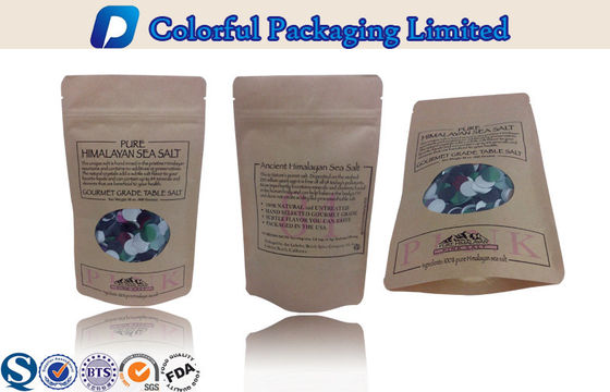 Plastik OEM berjajar Reusable Kraft Paper Stand Up Pouch Dengan Jendela