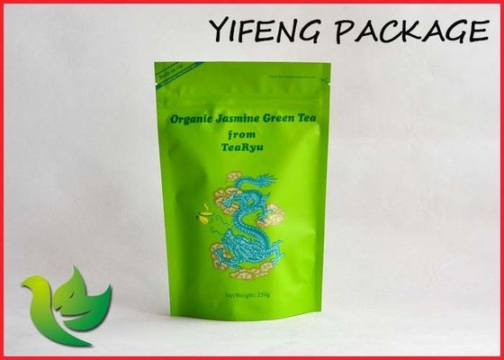 Aluminium Foil Stand Up Resealable kantong Waterproof Untuk Green Tea