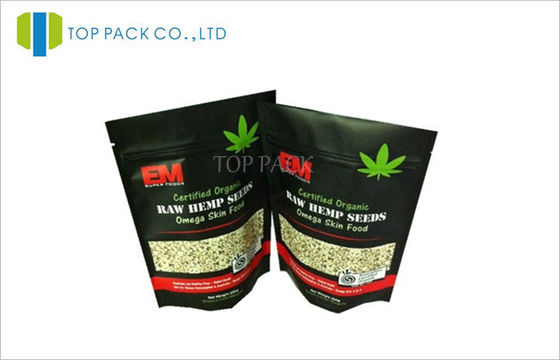Chia Seeds Plastik Stand Up Makanan Kemasan Matte Black Selesai Zipper