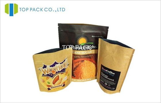 Gula / kopi Stand Up Makanan Kantong Full Color Printing panas penyegelan