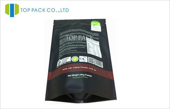 Makanan Kesehatan Powder Zipper Stand Up Makanan Kantong Kustom Matte Finish