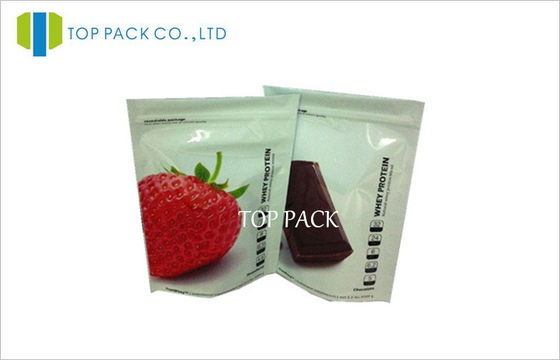 Buah Powder Printed Stand Up Ziplock kantong 1000g Putih Mengkilap Aluminium Foil