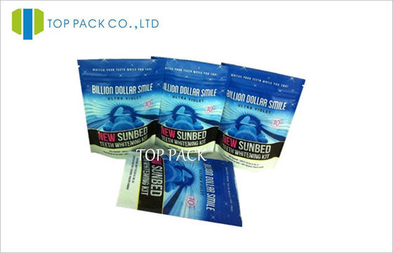 Biru Shiny Printed Stand Up Ziplock kantong Barrier Bukti untuk Powder