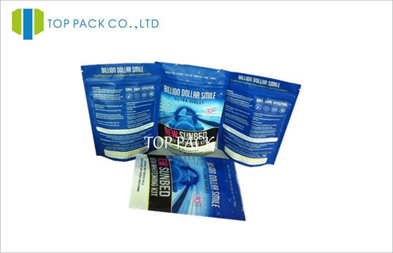 Biru Shiny Printed Stand Up Ziplock kantong Barrier Bukti untuk Powder