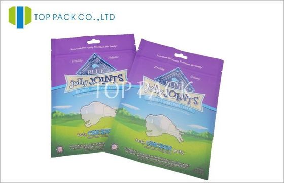 Tas plastik dicetak berdiri dengan ritsleting, tas kemasan makanan hewan peliharaan 3.25 oz