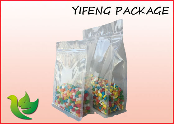 Transparan Bawah reusable makanan kantong datar Biodegradable, 250g