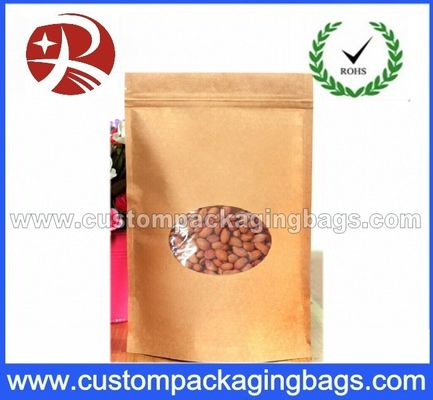 Kantong kertas kancing kunci ritsleting berlapis untuk makanan dengan jendela transparan