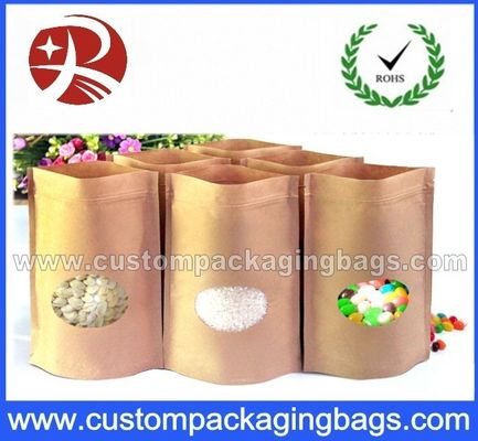 Kantong kertas kancing kunci ritsleting berlapis untuk makanan dengan jendela transparan