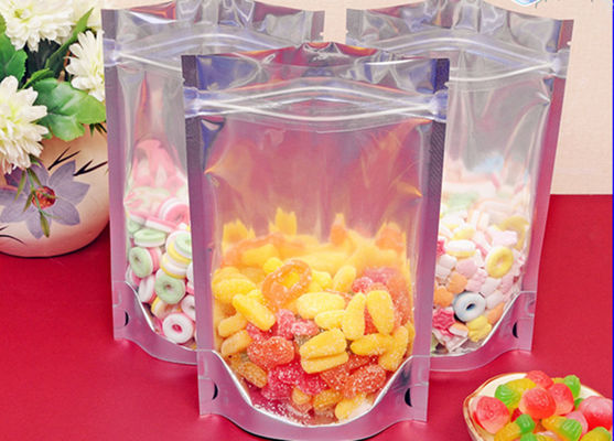 Satu Side Batal Resealable Tas Plastik, Reclosable Stand Up Foil kantong