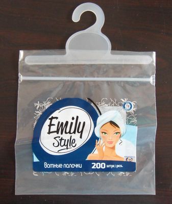 Cotton Buds Zip Lock Plastic Bag Dengan Hanger / Printing Berwarna-warni