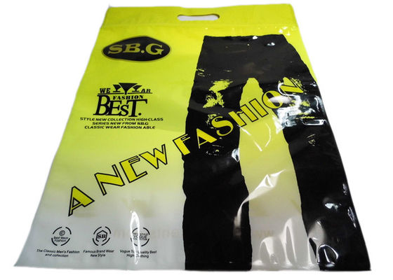 Tiga Tas Side Seal Plastik Garment Plastik Dengan Zipper, Handle Untuk Celana
