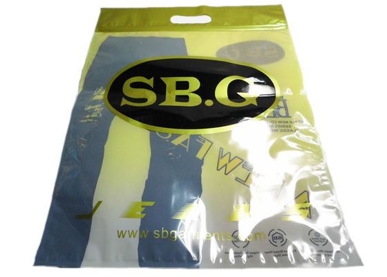 Tiga Tas Side Seal Plastik Garment Plastik Dengan Zipper, Handle Untuk Celana