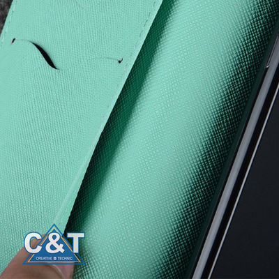 PU Leather Wallet Balik Samsung Galaxy S6 Kasus Dengan Slot Kartu Berdiri