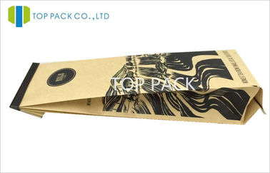 Brown Coffee Kraft Kertas Kemasan Side Gusset Tas Aluminium Foil Tin Tie