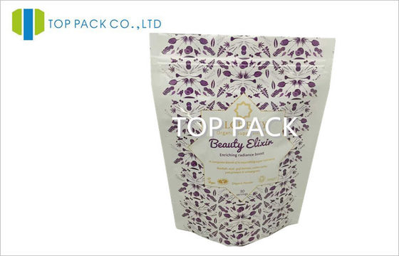 Plastik Ungu Stand Up Pouch Kemasan Aluminium Foil Laminasi Diterbitkan kembali