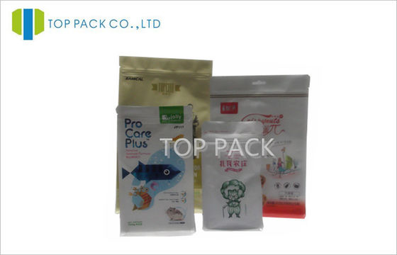 Bawah persegi panjang Stand Up Pouch Kemasan ritsleting Untuk Hamster Food