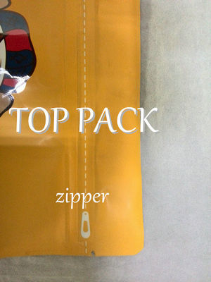 Kemasan Kantung Makanan Dicetak Gravure Stand Up Dengan Zipper 500g Yellow Black