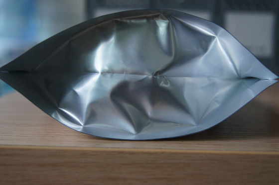 Glossy Plain Perak Berdiri UP Foil Pouch Kemasan Ziplock untuk Makanan Kemasan