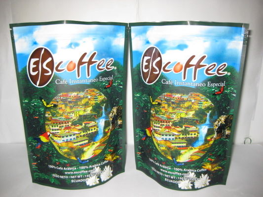 Kopi Ziplock Foil Kemasan Tas Percetakan Stand Up Glossy Finish