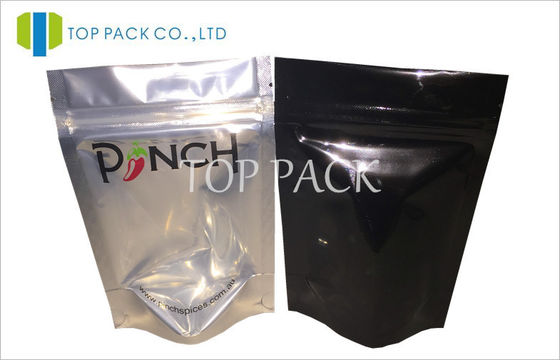 Kelembaban resealable rempah-rempah Foil Kemasan tas jelas depan hitam kembali