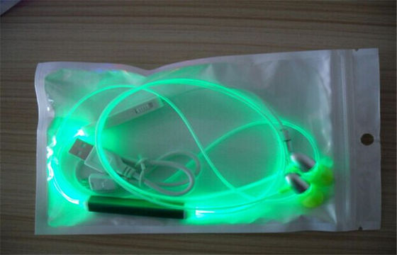 Plastik Blinking LED Kawat Earphone electroluminescent Produk Dikemas Dengan OPP Bag
