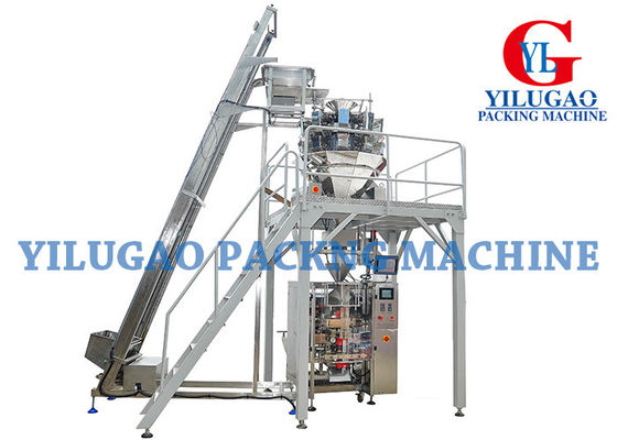 Multi Kepala Plastic Bag Tongkat Potato Chips Makanan Packing Machine Dengan Pita Printer