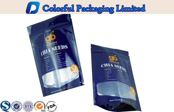Aluminium Foil Linded Resealable Stand Up Pouch Food Grade Dengan Zipper Top / Jendela