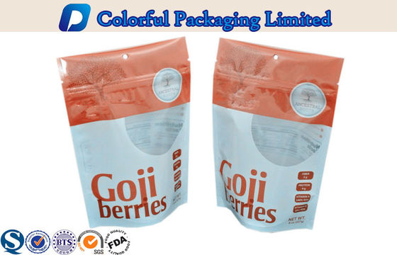 8oz Goji Resealable Plastik berdiri zipper kantong tas Dengan Jendela
