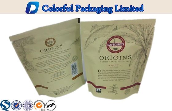 MOPP / PET / PE Resealable Plastik Berdiri Pouch untuk kopi, teh, makanan kering