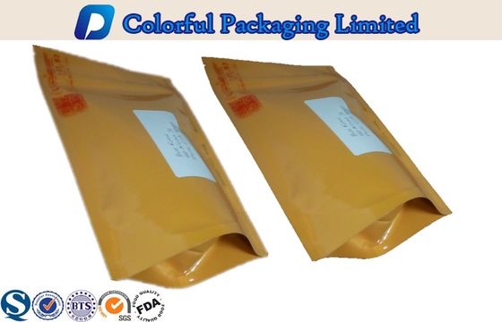 Kuning Ziplock Recycle Plastik Berdiri Pouch For Tea, Snacks, Nut Food