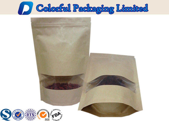 100g, 250g, 500g, 1kg kertas kraft Stand Up Pouch dengan Jendela persegi panjang