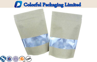 seafood CMYK / Pantone Kraft Stand Up Pouch dengan Window / kedudukan air mata