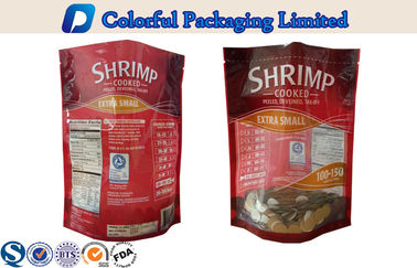Panas Seal Resealable udang Stand Up Pouch dengan Jendela, Custom Printed