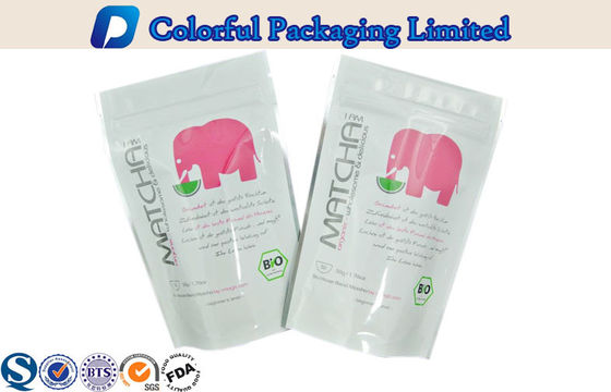 100g makanan organik Glossy pencetakan berdiri foil kantong Dengan Ziplock, OEM / ODM